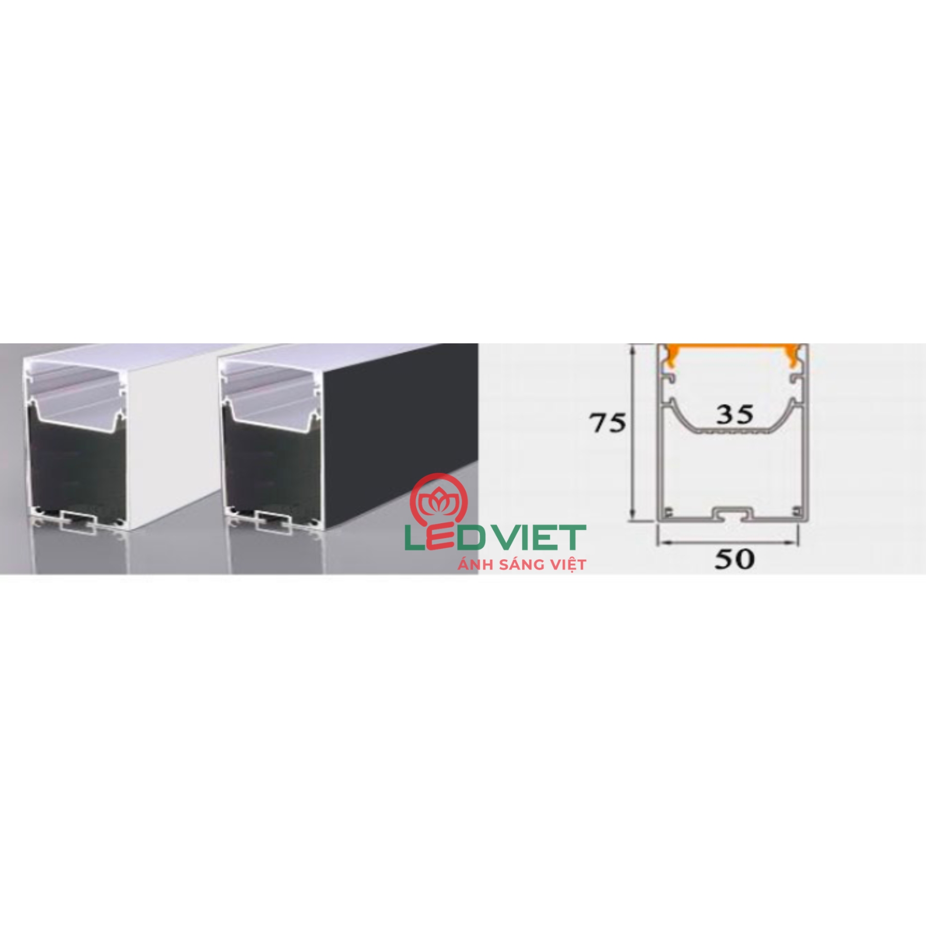 Thanh nhôm định hình 5070M-MS- ĐEN / TRẮNG