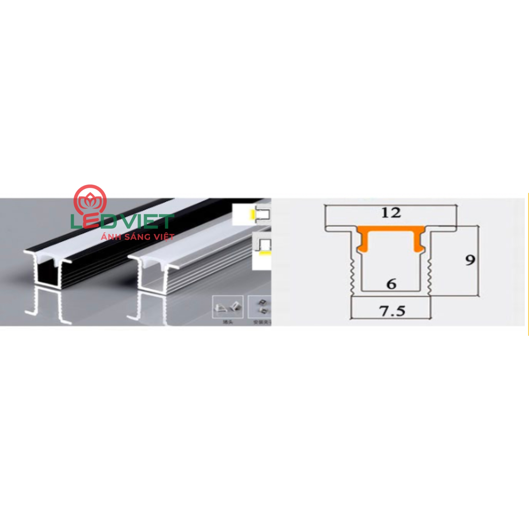Thanh nhôm định hình 789A-0809SD ĐEN