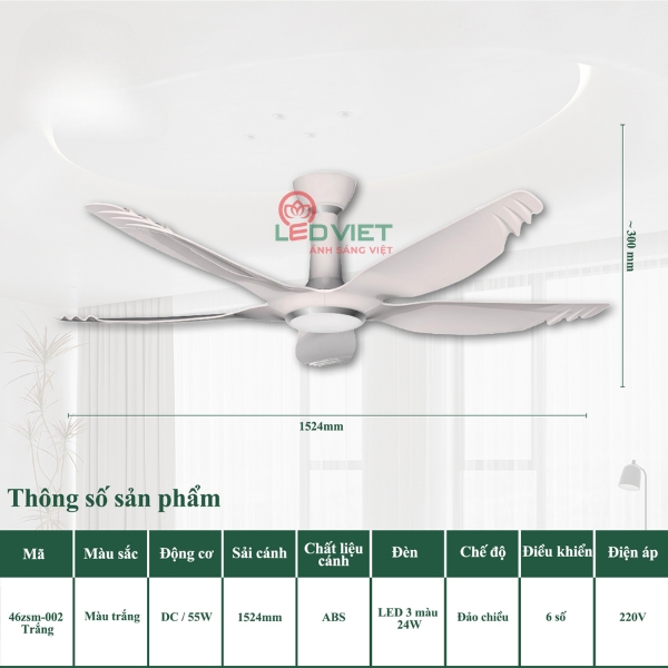 Quạt trần đèn 46ZSM-002