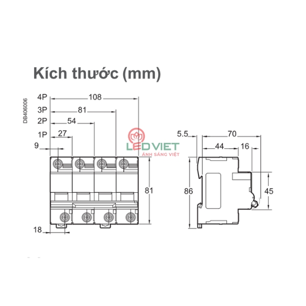 Cầu dao tự động Acti9 MCB C120H 100A 2P A9N18458