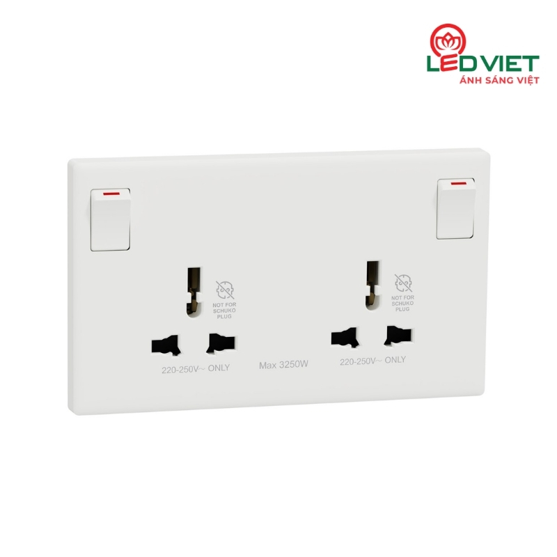 Bộ ổ cắm đôi đa năng 16A có công tắc
