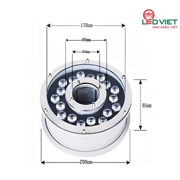 Đèn âm nước bánh xe LV-UW04-24W RGB