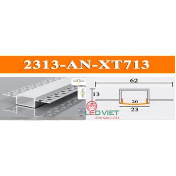 Thanh nhôm định hình 2313-AN-XT713 nắp mica đen