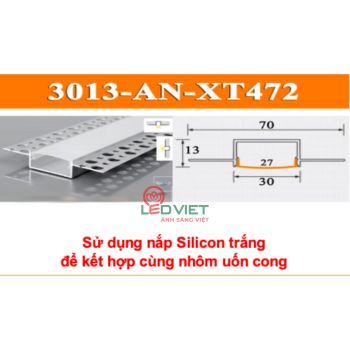 Thanh nhôm định hình 3013-AN-XT472 nắp silicon trắng