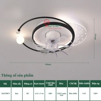 Quạt đèn ốp trần trang trí Z615