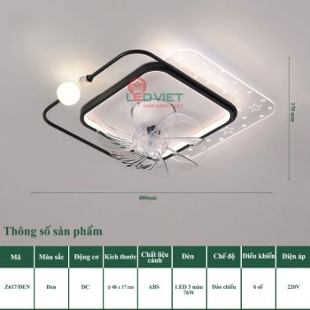 Quạt đèn ốp trần trang trí Z617