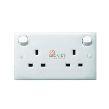 Bộ ổ cắm đôi 3 chấu 13A có công tắc E25R_WE_G19