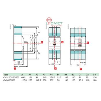 MCCB Easypact CVS630F 500A 4P LV563308