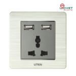 Bộ ổ cắm đơn 3 chấu và ổ cắm USB V6.0GZ13/2NU